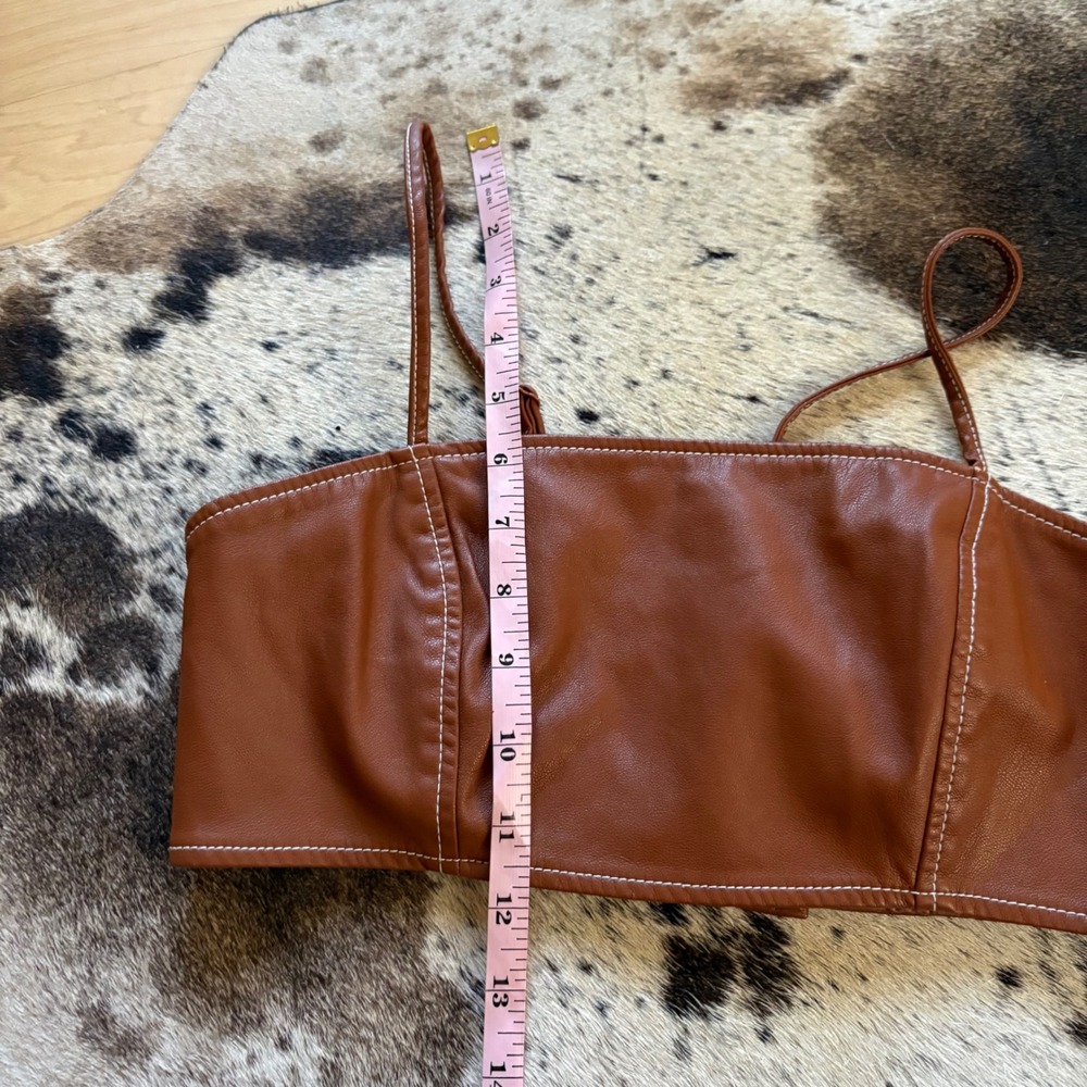 STAUD Bomber Faux Leather Bralette in whiskey brown size 4 - Picture 8 of 8